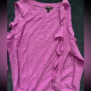Express Women's Vibrant Pink Ruffle Sweatshirt
